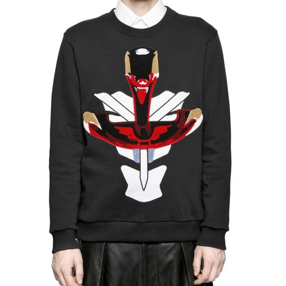 🔥 Givenchy African Snake Embroidered Crewneck Black Sweatshirt Medium